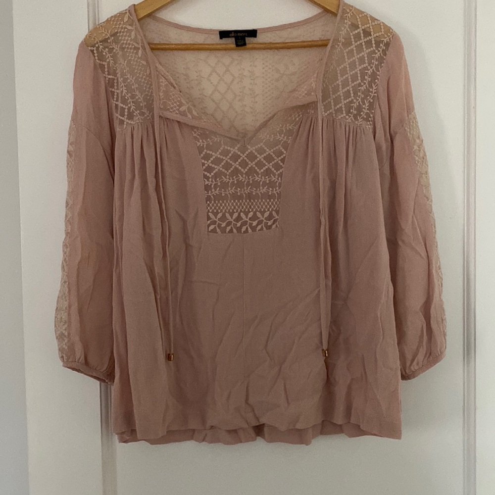 Ella Moss blush pink boho blouse size small